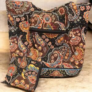 Vera Bradley Quilted Floral Paisley Tote Bag with Matching Wallet